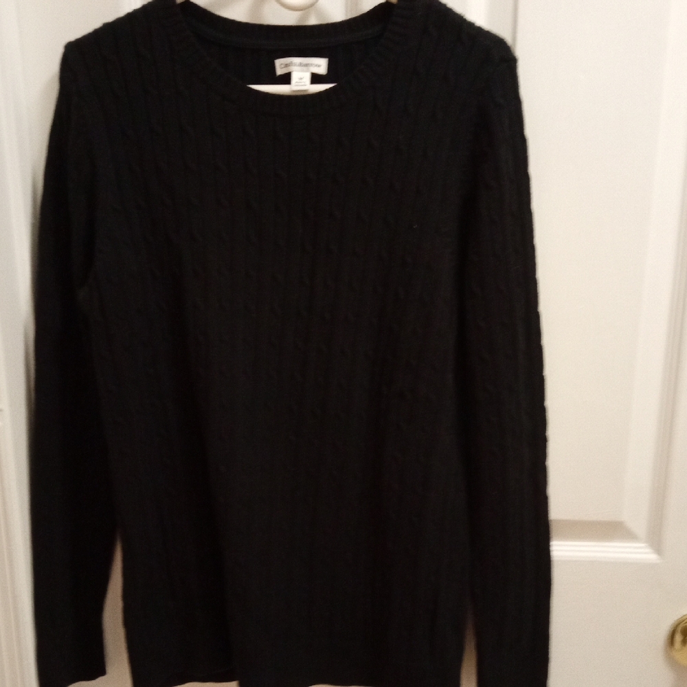 Croft & Barrow Women's  Black Cable Knit Crewneck Sweater.  Medium
